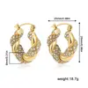 Brincos Argola Exagerados em Aço Inoxidável Torcido Banhados a Ouro 18K, com Pérolas Torcidas e Cravejados com Diamantes, Estilo Europeu e Americano, Transfronteiriços