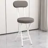 Taburete redondo plegable portátil con respaldo, engrosado para uso doméstico, adecuado para apartamentos de alquiler y dormitorios, resistente y simple para sentarse a largo plazo, taburete pequeño informal