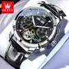 Zhang Zhilin Respalda los Relojes Olevs, Reloj Mecánico Puro Totalmente Automático, Diseño Calado, Reloj de Pulsera para Hombre Impermeable de Negocios