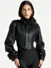 Ropa de Mujer Europea y Americana Estilo Motociclista Chaqueta Corta Brillante de Charol Moda Chaqueta de Cuero para Mujer 2026 Comercio Exterior Transfronterizo