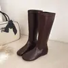Botas Slimming Elásticas de Bico Redondo Novas Outono/Inverno 2026 Longas Acima do Joelho para Mulheres Moda Retrô Temperamento Elegante Botas Altas Slimming