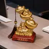 Adorno de Sapo Dorado para Atraer Riqueza y Tesoro, Decoración para Sala de Estar de Casa y Oficina, Bueno para la Acumulación de Riqueza y la Fortuna, Artesanía para Inauguración de Casa