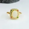 Anillo de Plata de Ley S925 Forma de Huevo Tesoro Colorido Incrustado Fabricante Mayorista Apertura Simple Joyería Retro