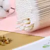 Cotonete de Papel com Haste de Bambu de Cabeça Dupla Redonda Descartável 300 Unidades Removedor de Maquiagem Limpeza de Maquiagem Doméstico Conveniente Caixa de Cotonetes