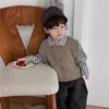 Conjunto de Camisa a Cuadros y Pantalones Casuales para Bebé Niño Otoño 2026 Nuevo Estilo Coreano Ropa Infantil Chaleco Suéter para Niños Atuendo de Otoño