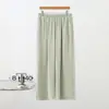 Pantalones de lino de seda helada para mujer, moda de verano de cintura alta de color liso casual largos, delgados de talla grande adelgazantes de algodón artificial rectos