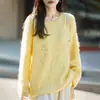 Suéter de Lã Tricotado com Bordado de Pelúcia Novo para Outono e Inverno para Mulheres Suéter Solto Versátil Roupa Feminina Manga Longa Base