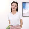 Camiseta de manga corta de algodón mercerizado con amoníaco líquido para mujer, de verano, cuello redondo, ajustada, de algodón peinado, camiseta interior de alta gama, seda de hielo, productos genuinos