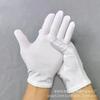Guantes blancos algodón puro protección laboral guantes comercio exterior etiqueta joyería Wenwan antiestáticos guantes de algodón blanco fábrica mayoreo