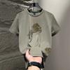 Fabricante Fonte Camiseta Manga Curta Seda Gelo Masculina 2025 Verão Nova Tendência Casual Gola Redonda Manga Curta Roupa Masculina
