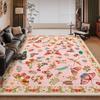 Alfombra Estilo Retro Bohemio Nórdico, Alfombra Resistente a Manchas y Fácil de Cuidar para Sala de Estar, Alfombra para Mesa de Café y Sofá, Alfombra de Mesita de Noche para Dormitorio