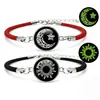 2025 Transfronterizo Nuevo Hecho a Mano para Pareja de Hombres y Mujeres Set de Pulseras Sol Luna Vidrio Luminoso Yin Yang Cuerda de Mano