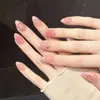 Yihe Rosa Atardecer Glitter Nude Gradiente Aurora Espejo Mágico Francés Comercio Exterior Hecho a Mano Portátil Pegatinas de Uñas Artísticas
