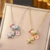 Collar de Acero de Titanio con Unicornio de Sueño Dulce Esmaltado Estilo Coreano Nuevo para Mujer, Joyería de Cadena para Clavícula Linda de Nicho de Gama Alta