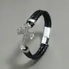 Pulseira de Couro Trançado Masculina Mais Vendida Joia de Mão Punk Caveira Europeia e Americana Pulseira Âncora Venda Direta da Fábrica