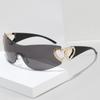 Óculos de Sol Retro Coração Sem Aro Europeu e Americano 2025 com Lentes Integradas, Tendência de Óculos Esportivos Futuristas