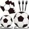 Produto Novo Transfronteiriço: Conjunto Descartável de Prato, Copo e Toalha de Mesa com Tema de Copa do Mundo de Futebol para Festas de Aniversário Infantil - EUA, Canadá e México