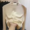 Ropa interior térmica de felpa para niñas, cuello medio alto, estilo coreano de invierno, cálida, con estampado de dibujos animados lindos, camiseta de manga larga