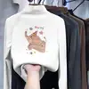 Roupa íntima infantil quente de gola alta parcial para outono e inverno, top estiloso de manga comprida para meninas, camiseta básica redonda de veludo alemão da moda