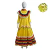 Novo Vestido Longo Mexicano de Balanço de Cinco Cores 2025 Traje de Dança Nacional Fantasia de Jogo para Apresentação Infantil