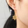 Venta caliente transfronteriza europea y americana, estilo INS, colgante de estrella de seis puntas con tres patas curvas interiores, gancho para la oreja, pendientes de estrella de moda que combinan con todo, colgante