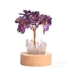 Dientes de Cristal Blanco luces de colores con interfaz USB Árbol de la fortuna de grava de cristal luz nocturna para el hogar adornos de escritorio para oficina