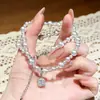 Collar de Perlas Rose Manta para Mujer, Estilo Lujo de Alta Gama, Popular Cadena para Clavícula de Cubo de Azúcar, Elegante y a la Moda Accesorio para el Cuello