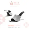 Nuevas Chanclas de Moda de Verano para Mujer, Tacones Altos, Sandalias Gretel, Tacones de Aguja con Lentejuelas, Tacones Altos, Sandalias para Mujer