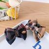 Corea del Sur Elegante Elegante Tela a Cuadros Lazo tamaño pequeño Pinza de Agarre Alta Calidad Estilo Princesa Flequillo Pasador de Pelo Pasador de Pelo Pasador