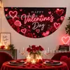 Bandera de Abanico de Medio Círculo Popular Transfronteriza para el Día de San Valentín, Tela Romántica de Corazón de Amor para Colgar en la Pared, Decoración para Fiestas Festivas, Fondo para Fotos