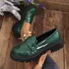 Mocasines gruesos transfronterizos para mujer de talla grande, zapatos pequeños de cuero estilo británico, nuevos zapatos de primavera y otoño de suela única, zapatos retro slip-on para mujer