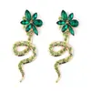 Pendientes Europeos y Americanos Transfronterizos de Moda Simple Creativos Versátiles con Flor de Diamante de Color y Serpiente Diseño Personalizado Pendientes de Diamante