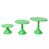 Estante metálico para pasteles estilo europeo de tres piezas para postres y bocadillos, alto, color verde hierba, accesorios para bodas, bandeja para pasteles de fiesta, adornos