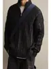 Suéter de Punto con Bloques de Color Pesado Estilo Americano con Media Cremallera para Hombre, Marca de Tendencia Otoño e Invierno, Chaqueta Gruesa Cálida Estilo Perezoso