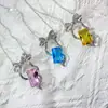 Colgante Versa Chanel Mariposa Azul con Borla para Mujer Chapado en Platino PT950 Palacio Luz de Lujo Colgante de Lazo