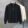 Suéter com gola alta e zíper parcial cor sólida design de nicho senso de tendência rufião bonito juventude outono e inverno novo suéter para meninos tendência
