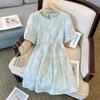 Estrategia de deformación 60.00 kg-175.00 kg ropa de talla grande para mujer al por mayor 2024 verano nuevo vestido de muñeca de manga abullonada de cintura alta