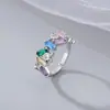 Anillo de Diamantes Coloridos de Mickey de Lujo Ligero y de Alta Gama para Mujer, Anillo de Estilo Dulce y Fresco Sexy, Anillo para Dedo Índice con Diseño Personalizado de Nicho