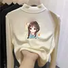 Nueva Camiseta de Manga Larga de Terciopelo Alemán para Primavera, Otoño e Invierno, Camiseta de Manga Larga con Dibujos Animados para Niños Medianos y Grandes, Camiseta Interior Cálida de Cuello Medio Alto para Niñas