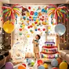 Cortina de Globos de Cumpleaños con Cascada de Lluvia y Tira para Tirar Fondo para Ceremonia de Primer Cumpleaños Infantil Decoración de Fiesta Ambientación de Escena Accesorios