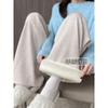 Shanli Dadi [Tienda] Pantalones de Arroz Glutinoso de Lana de Cordero para Mujer Otoño e Invierno Nuevos Engrosados Engrosados Pantalones de Algodón Casual Suave Cerosos