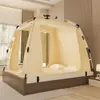 2026 Novo Modelo Cor Sólida Sem Instalação Abertura Rápida Automática Cama de Barraca de Verão com Mosquiteiro com Fundo Completo Cama Anti-Queda e Anti-Mosquito