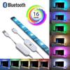 Tira de Luz LED com Botão Inteligente Controlada por Aplicativo Bluetooth USB TV Fundo TV Adesiva Conjunto de Tiras de Luz Dimerizável RGB
