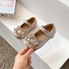 Zapatos de princesa para niñas, primavera y otoño 2025, nuevos zapatos para niños, zapatos de cuero para bebés con suela suave, zapatos de cristal para niñas pequeñas, de moda.