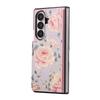 Adequado para Capa de Celular Samsung Z Fold7 Z Flip6 Flor Estampada a Quente Capa Traseira Porta-Cartões Capa Anti-Queda Capa Dobrável