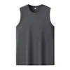 Camiseta sin mangas de estilo veraniego para hombre, color liso, cuello redondo, antiarrugas, holgada, versátil, casual, estilo americano, cuello redondo