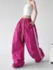 Pantalones anchos de retazos a rayas casuales estilo americano para mujer, nuevo modelo primavera 2026, pantalones deportivos casuales de corte holgado para bailar y street dance, modernos