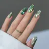 Pontas de Unha Wearable Cat-Eye Mais Vendidas Transfronteiriças, Unhas Postiças de Cor Sólida Premium em Formato Amêndoa, Pontas de Unha de Alta Qualidade Cat-Eye de Vidro