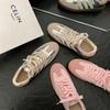 Zapatos Deportivos Dexun de Cuero con Borde de Encaje Retro Celebres de Internet Puntera Redonda con Cordones Zapatos Casuales Rosas Zapatos Forrest Gump Zapatos para Mujer