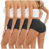Pacote com 5 Calcinhas Femininas Plus Size de Renda de Cintura Alta que Moldam o Quadril para Comércio Transfronteiriço, Em Estoque, Cor Sólida Rosa